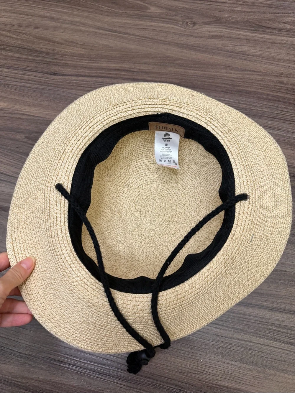 FURTALK Women's Straw Wide Brim Sun Hat With Wind Lanyard UPF Size M